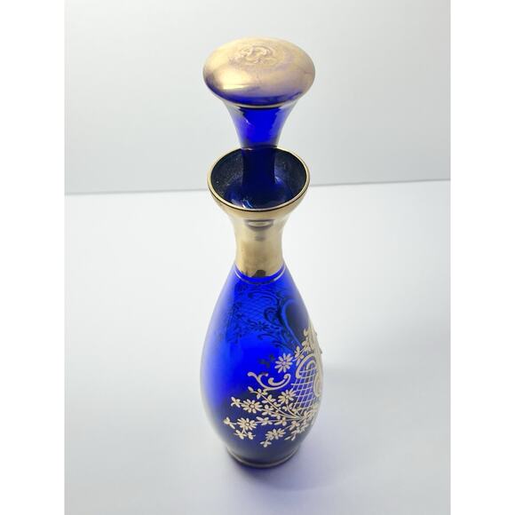1960s Murano-Style Bohemian Venetian 6-Piece Cobalt Blue Decanter Cordial Set - Picture 6 of 13